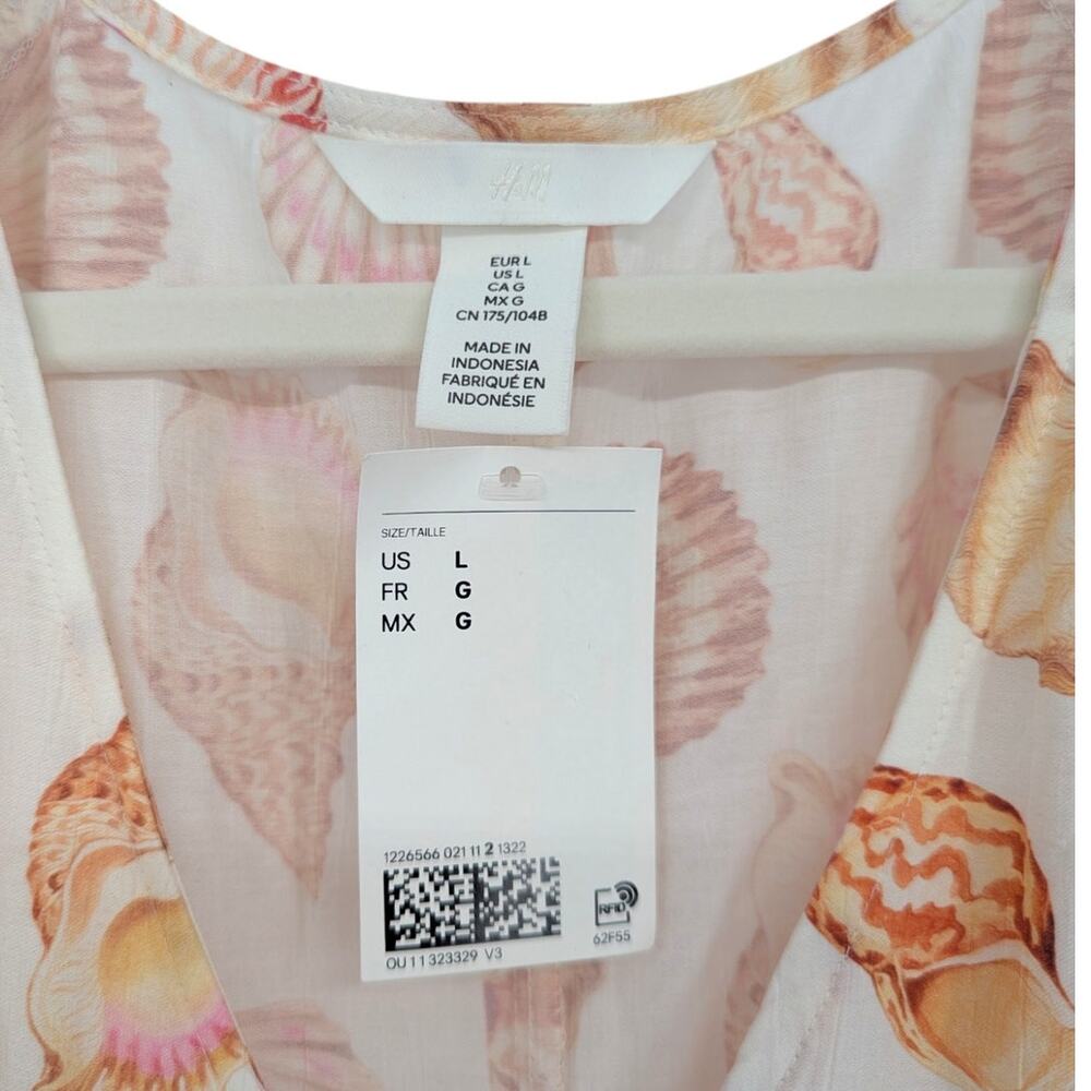 H&M Cream Midi Dress with Pink and Orange Shell Print - Picture 3 of 5